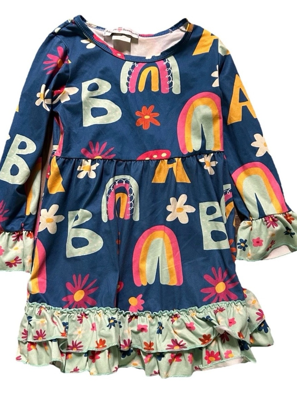Toddler Girl Adorable Sweetness Long Sleeve Dress Ruffle Floral Size 4 School